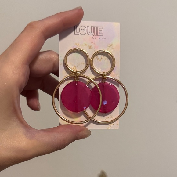louie love Jewelry - Pink and Gold Hoop Earrings